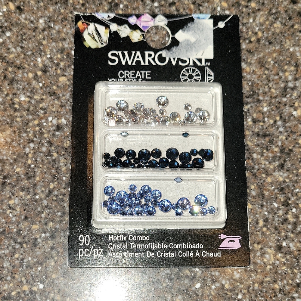 Swarovski Hotfix Combination Cool Blue MFD for Cousin, New In Box